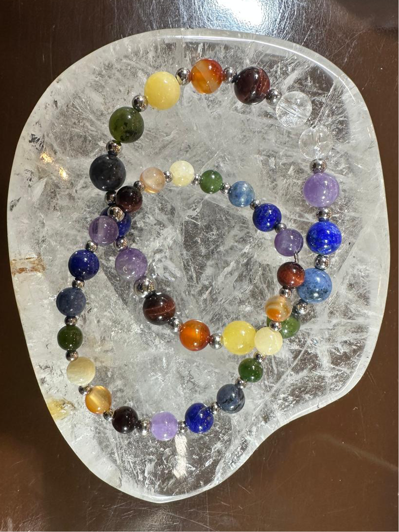 Bracelet 7 chakras avec finition argenté