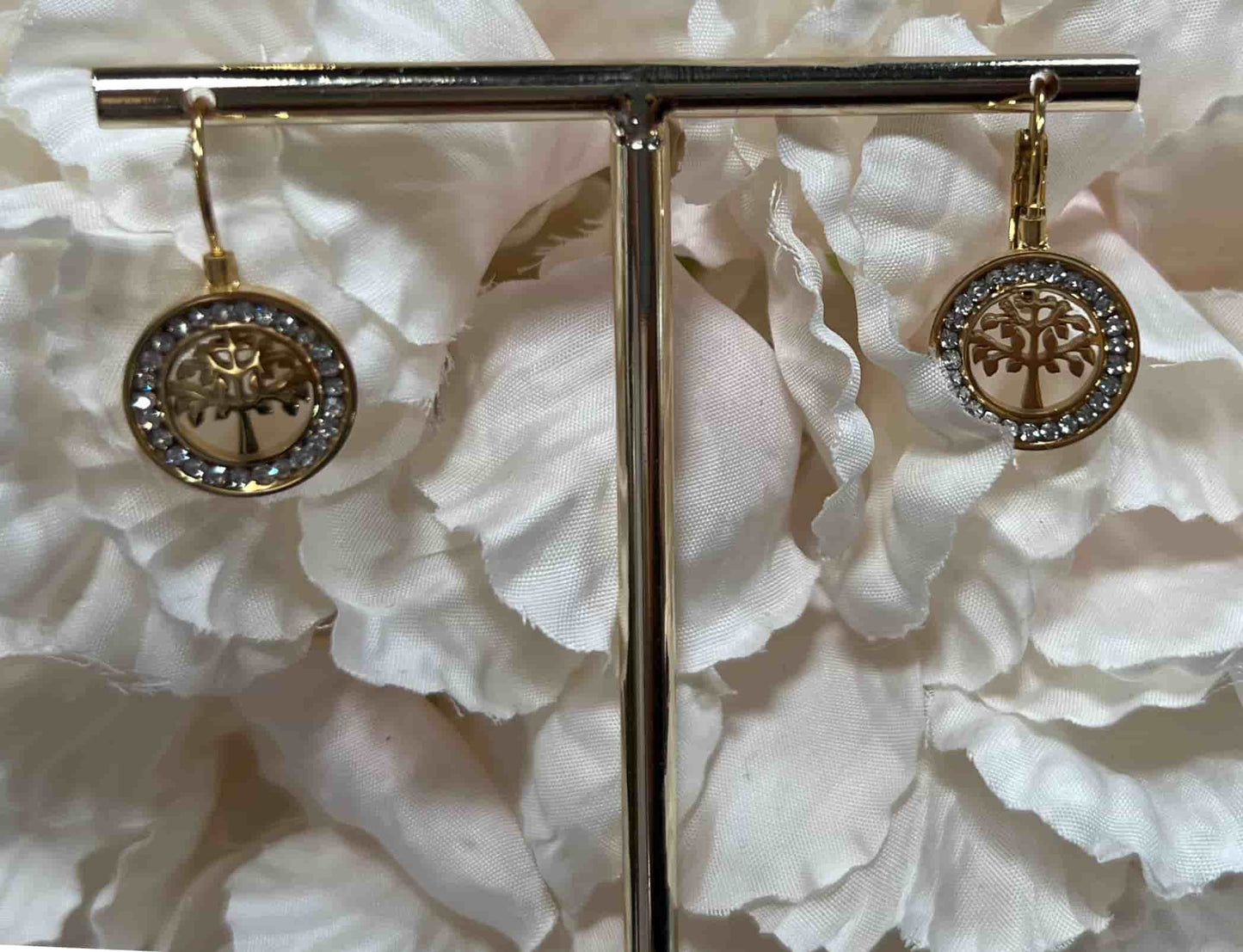 Boucles d'oreilles arbre de vie diamanté