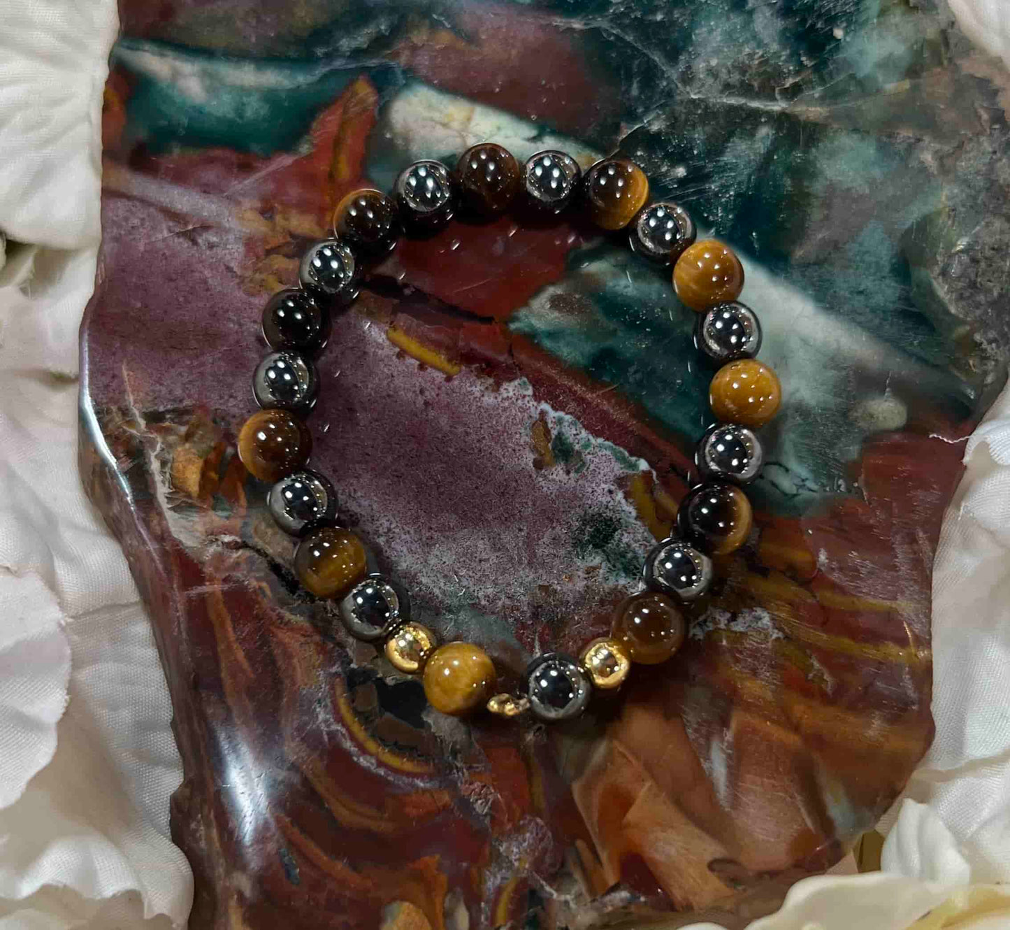 Bracelet enfant oeil de tigre hématite