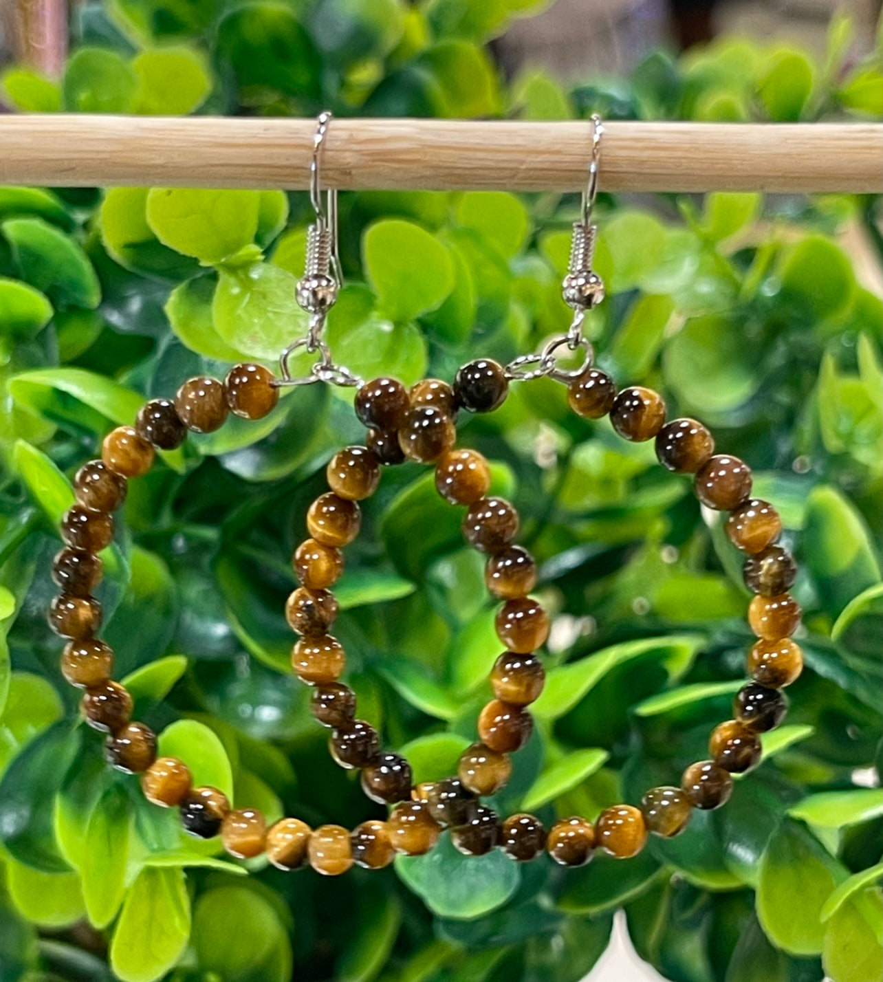 Boucle d'oreille oeil de tigre rond