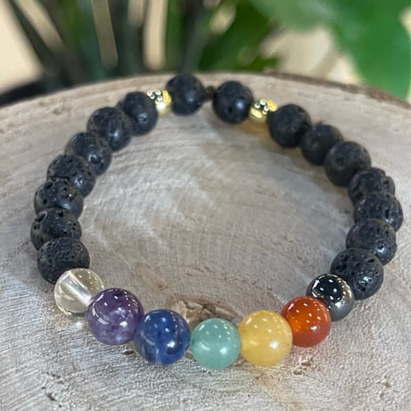 Bracelet 7 chakras pierre de lave enfant