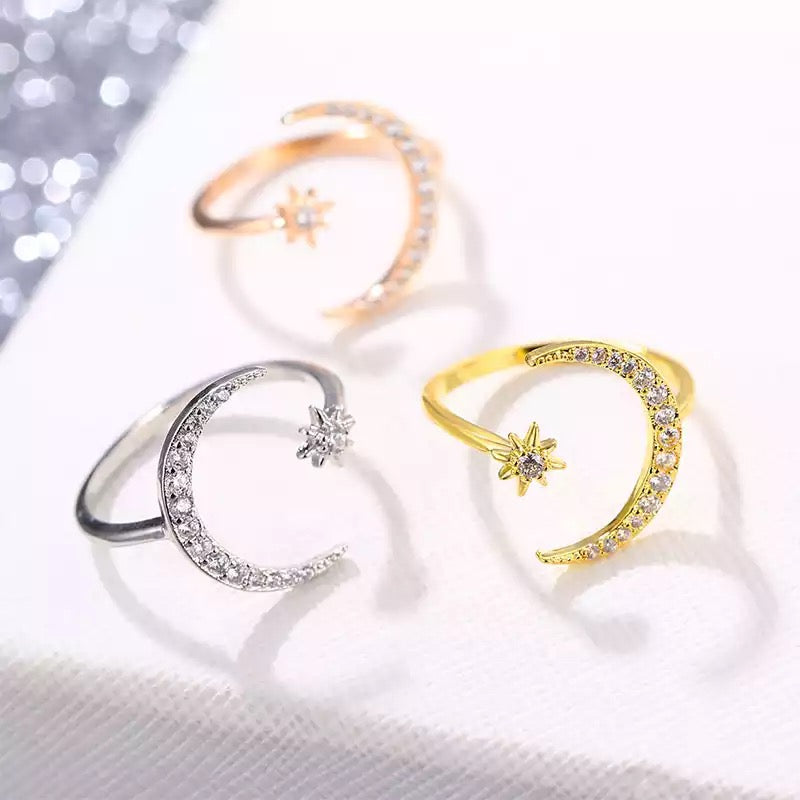 Bague lune étoile