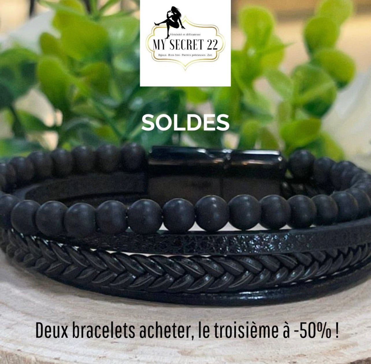 Bracelet onyx cuir