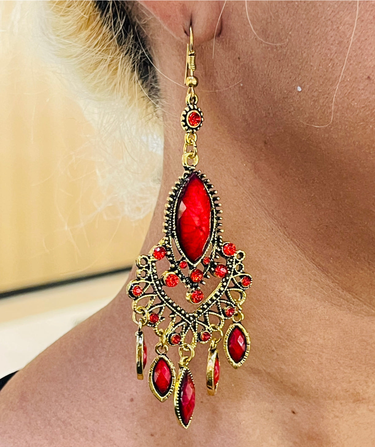 Boucles d’oreilles rouge/vert