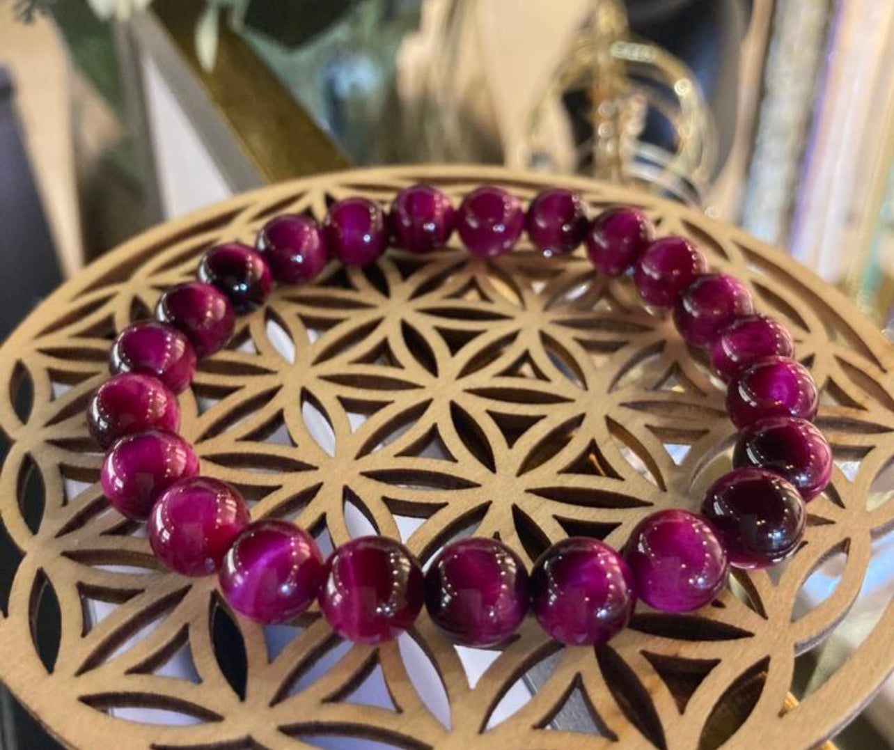 Bracelet œil de tigre rose