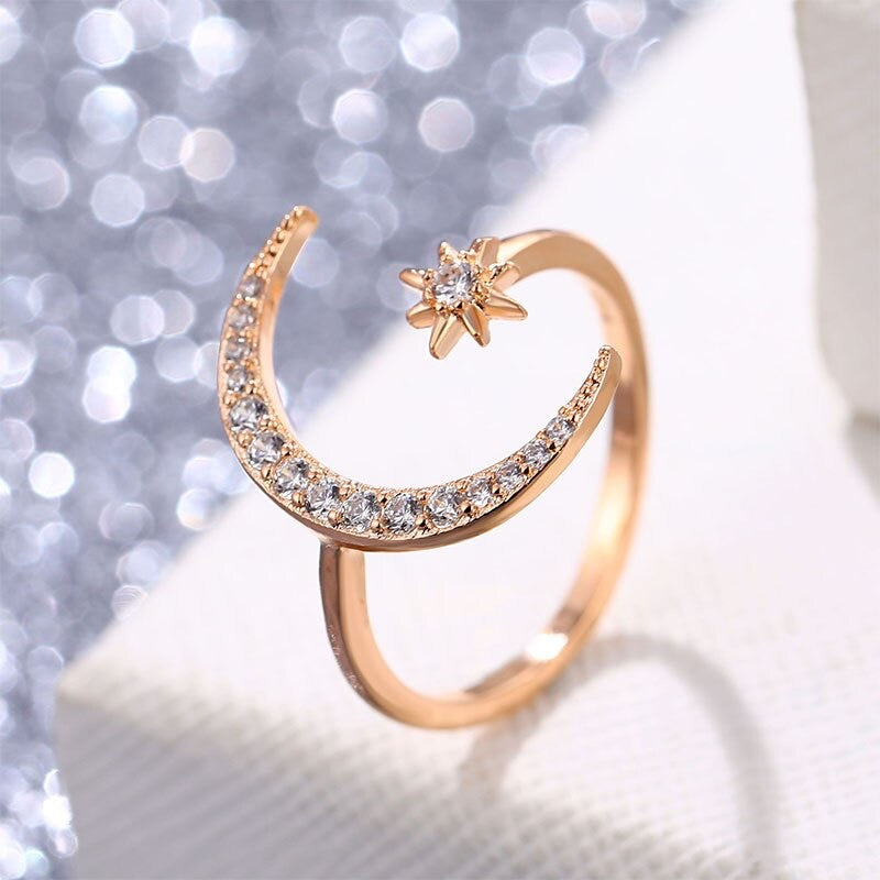 Bague lune étoile