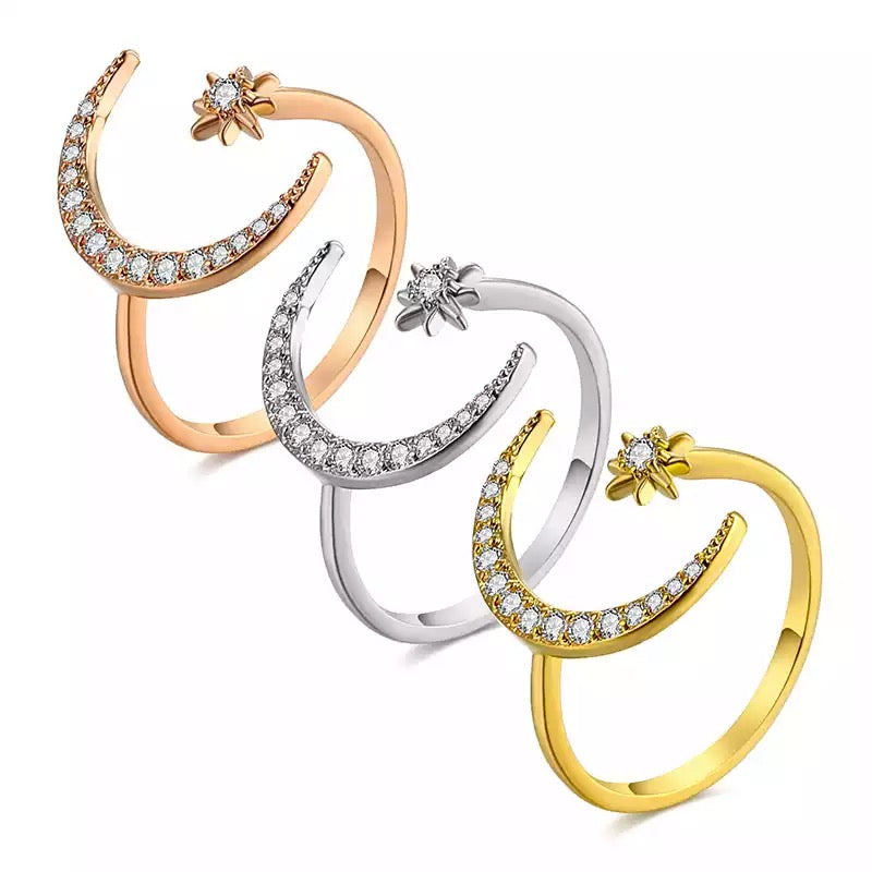 Bague lune étoile