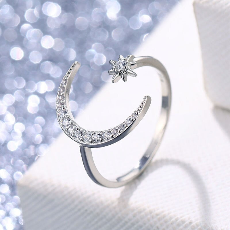 Bague lune étoile