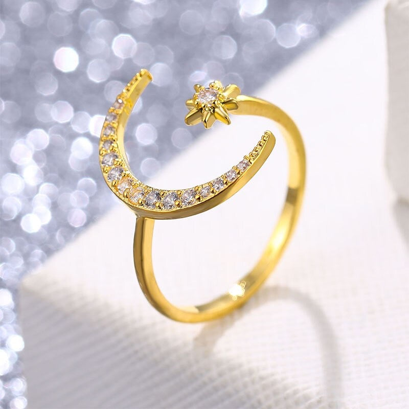 Bague lune étoile