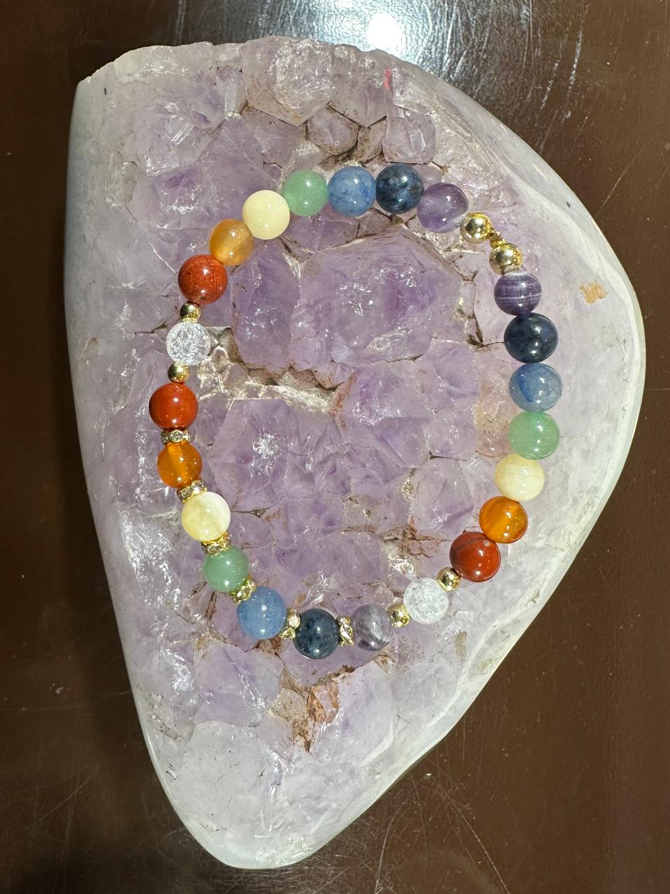 Bracelet 7 chakras avec strass