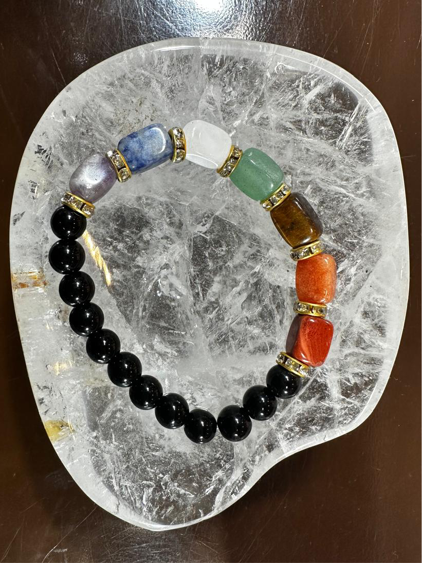 Bracelet 7 chakras + Tourmaline
