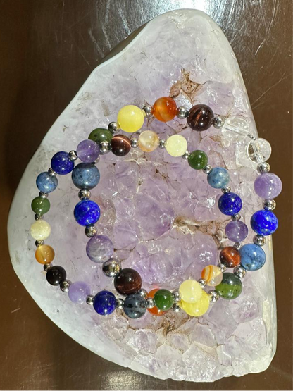 Bracelet 7 chakras avec finition argenté