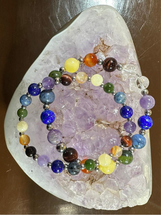 Bracelet 7 chakras avec finition argenté