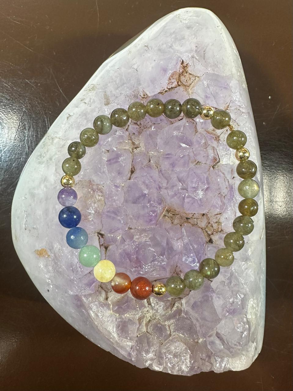 Bracelet 7 chakras + Labradorite