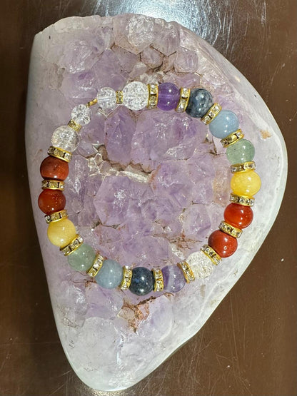 Bracelet 7 chakras avec strass