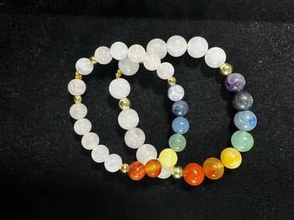Bracelet 7 chakras + Quartz Rose