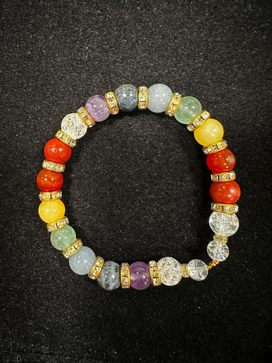 Bracelet 7 chakras avec strass