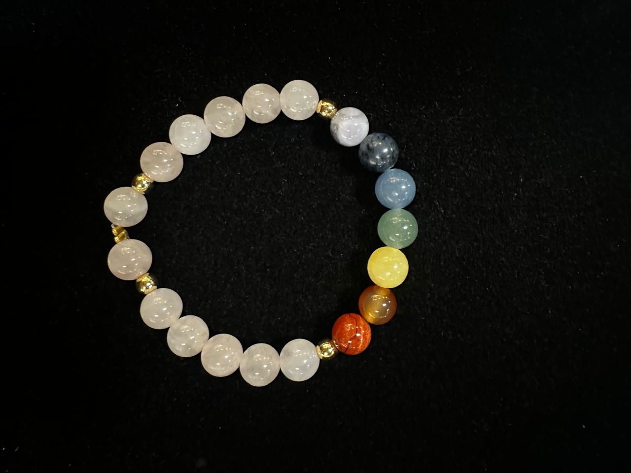 Bracelet 7 chakras + Quartz Rose