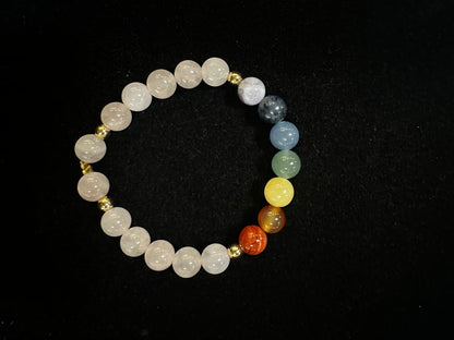 Bracelet 7 chakras + Quartz Rose