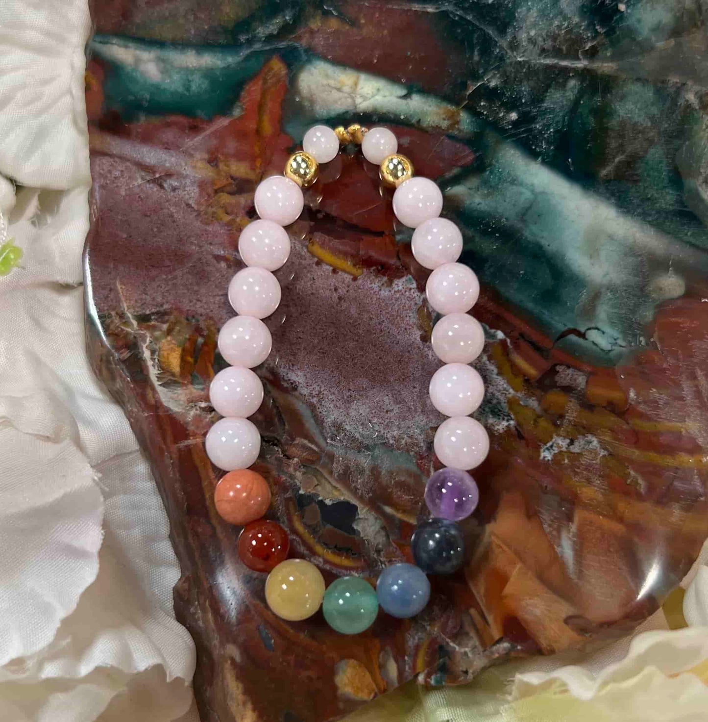 Bracelet enfant 7 chakras quartz rose