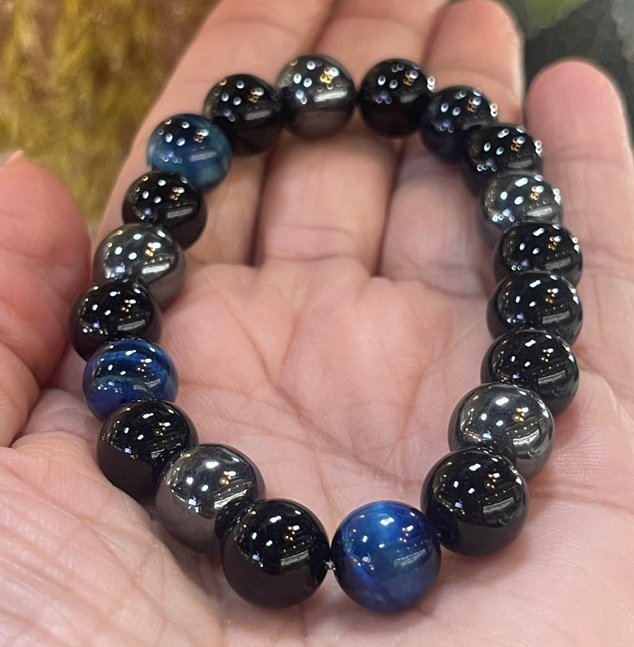 Onyx hématite et œil de tigre bleu