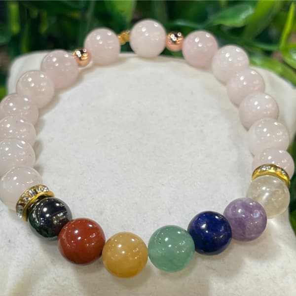 Bracelet 7 chakras Quartz Rose