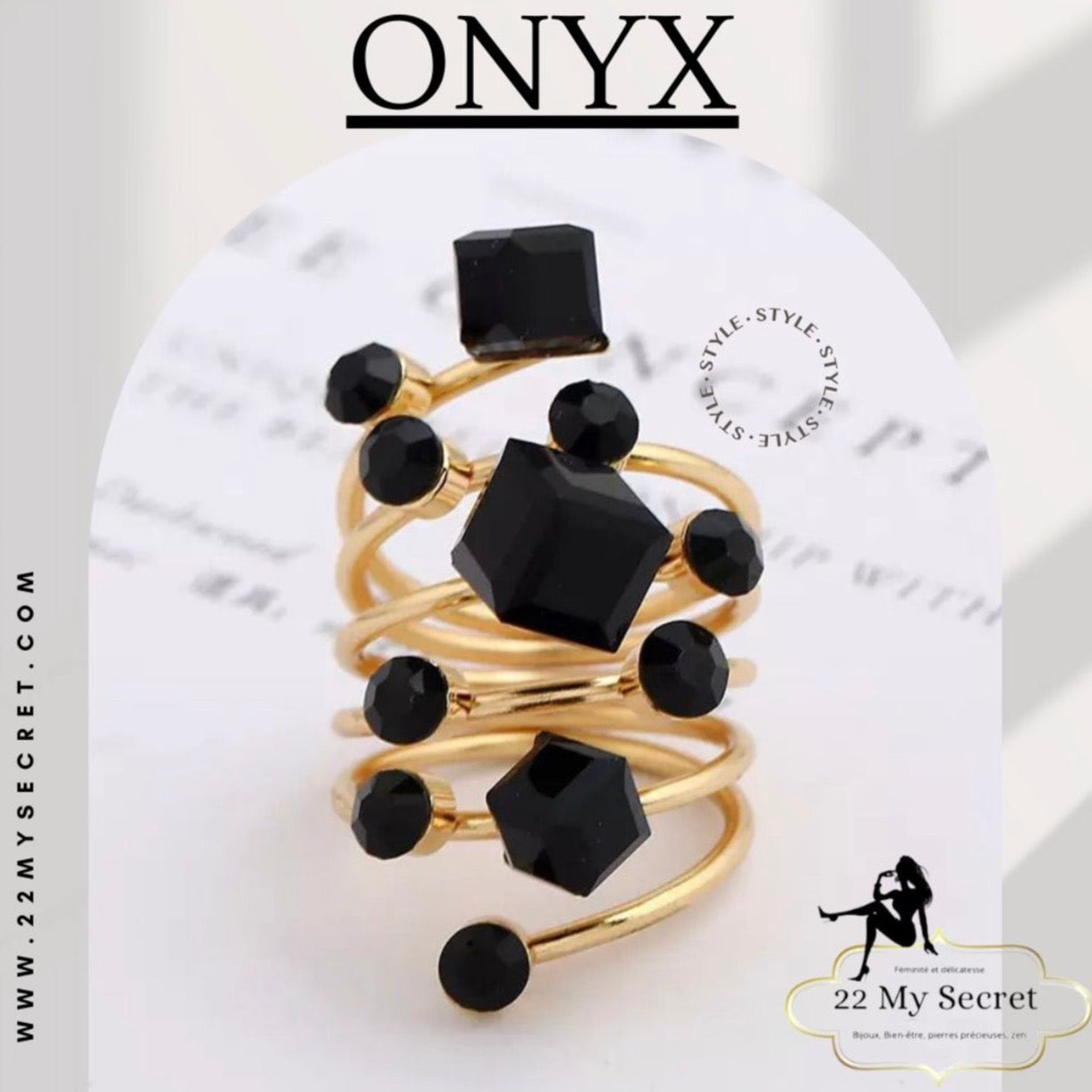 Bague onyx noir