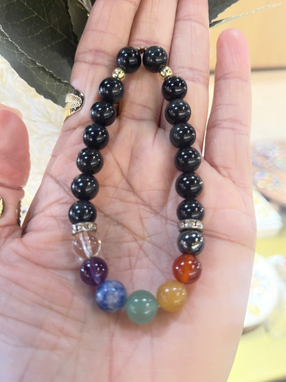 Bracelets 7 chakras Onyx Femme