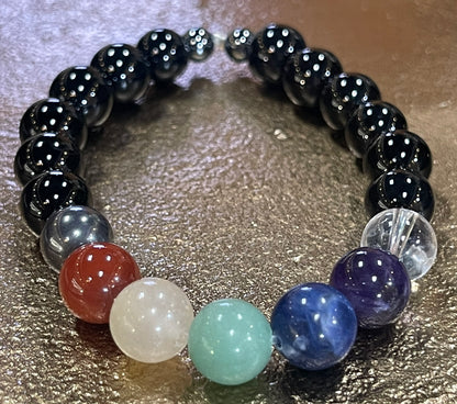 Bracelets 7 chakras Onyx Femme